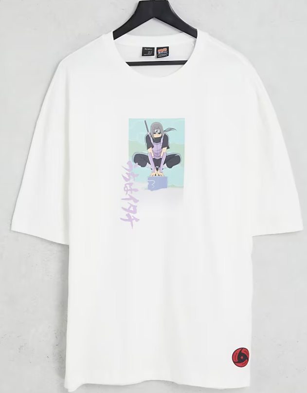 Bershka Naruto printed t-shirt in white